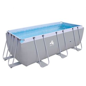 Piscina Retangular Estruturada Jilong Com Bomba Filtrante E Escada - 7.800 Litros Cinza 110v