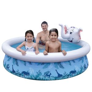Piscina Inflável Jilong Elefante 3d 1.140 Litros Azul Com Cinza