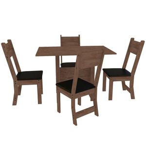 Mesa de Jantar com 4 Cadeiras Pequi Indekes Noce