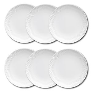 Conjunto De Pratos Rasos Germer Shell Em Porcelana 6 Peças Branco