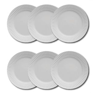 Conjunto De Pratos Rasos Germer Diamante Em Porcelana 6 Peças Branco