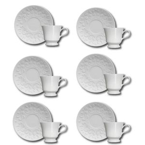Conjunto De Xícaras Para Café Germer Tassel Em Porcelana 80 Ml 6 Peças Branco