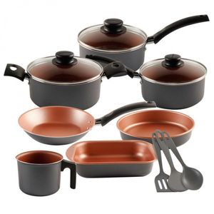 Conjunto De Panelas 10 Peças Tramontina Antiaderente Starflon T1 Grafite Bronze