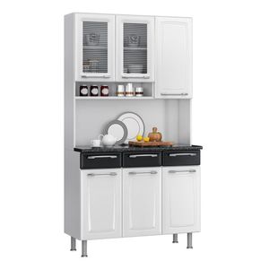 Cozinha Compacta Prisma Com 6 Portas E 3 Gavetas Itatiaia Branco E Preto