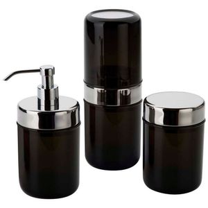 Conjunto Para Banheiro Forma Acquaset - 3 Peças Preto Com Inox