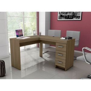 Mesa De Escritório Fênix Com 3 Gavetas Politorno Castanho