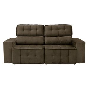 Sofá 4 Lugares Falconi Com Assento Retrátil E Encosto Reclinável 219 Cm Luizzi Tabaco