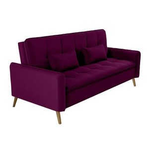 Sofá-cama Donna Em Veludo Com Pés Palito Matrix Marsala