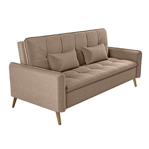 Sofá-Cama Donna Em Veludo Com Pés Palito Matrix Capuccino