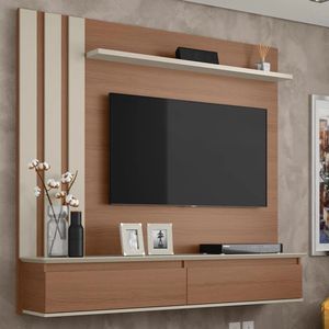 Painel Home Trend Para Tv De Até 46 Polegadas Patrimar Off White Com Canelato