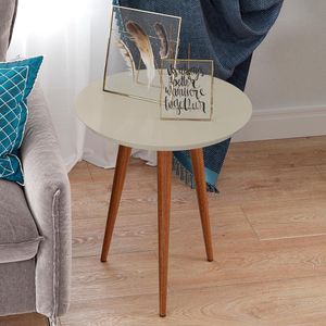 Mesa Lateral Alta Patrimar Lins Off White Com Cedro
