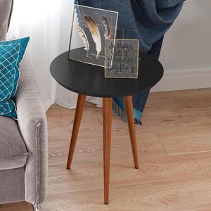 Mesa Lateral Alta Patrimar Lins Preto Com Cedro