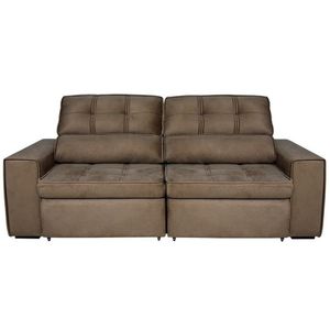 Sofá 5 Lugares Luizzi Bugatti Ii Com Assento Retrátil Encosto Reclinável E Tecido Veludo Plush Tabaco