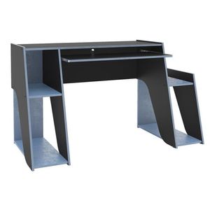 Mesa Para Computador/Gamer Politorno Kyoto Com 3 Nichos E 1 Prateleira Preto E Azul