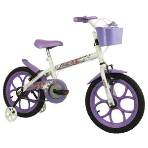 Bicicleta Infantil Aro 16 Pinky Branco Com Lilás