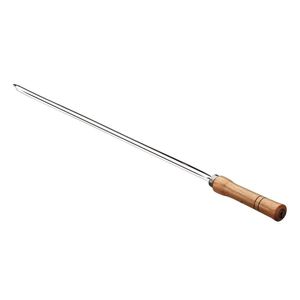 Espeto Simples Utimil Em Aço Inox E Madeira - 75 Cm Inox Com Marrom