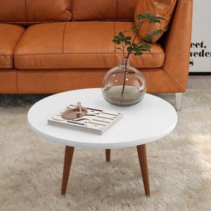 Mesa De Centro Patrimar Star Branco Com Cedro