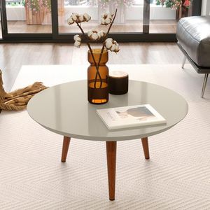 Mesa De Centro Baixa Patrimar Lins Off White Com Cedro