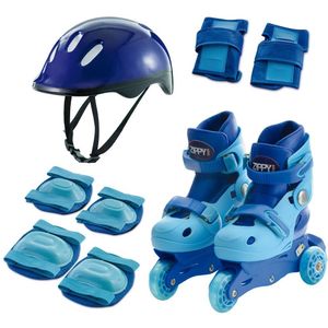 Patins Triline Zippy Toys 2 Em 1 Com Acessórios De Proteção Tamanho 30 Ao 33 Azul