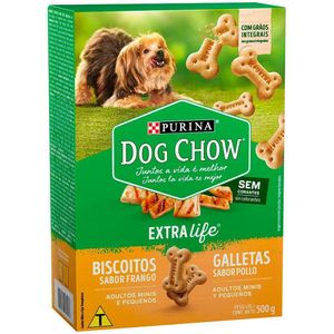 Biscoitos Para Cães Purina Dog Chow Adultos Minis E Pequenos Frango 500G