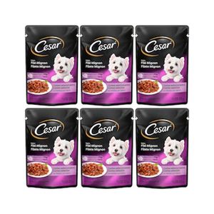 Ração úmida Para Cães Adultos Cesar Filé Mignon 85g - 6 Sachês