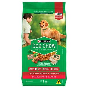 Ração Para Cães Purina Dog Chow Adultos Médios E Grandes Carne, Frango E Arroz 1Kg