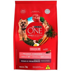 Ração Seca Para Cães Purina One Adultos Minis E Pequenos Frango E Cordeiro 2Kg
