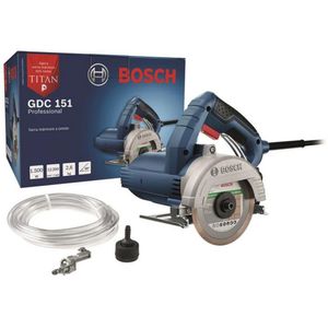 Serra Mármore A Úmido Bosch Gdc 151 Titan 1.500W Com Kit Refrigeração E 1 Disco Azul E Preto 110V