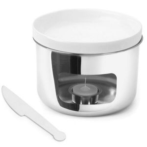 Aparelho De Fondue Forma Brie - 4 Peças Branco Com Inox
