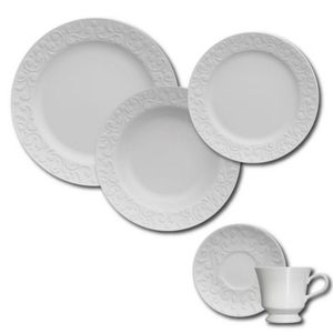 Aparelho De Jantar, Chá E Sobremesa 20 Peças Germer Tassel Em Porcelana Branco