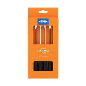 Conjunto De Garfos Para Fondue/Petisco Brinox Beli - 6 Peças Preto Com Inox
