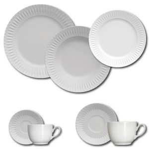 Aparelho De Jantar, Chá, Café E Sobremesa 42 Peças Germer Diamante Em Porcelana Branco