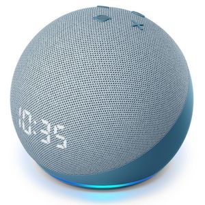 Smart Speaker Amazon Echo Dot 4ª Geração Com Relógio E Alexa Cinza Com Azul Bivolt