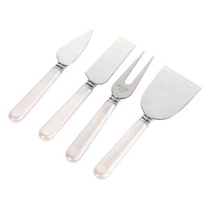 Conjunto Para Queijo Hauskraft Pérola Em Aço Inox E Poliestireno4 Peças Inox E Pérola