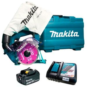 Serra Mármore Makita Dcc500rf-p 125mm A Bateria Lxt Com Carregador e Maleta Azul e Preto Bivolt