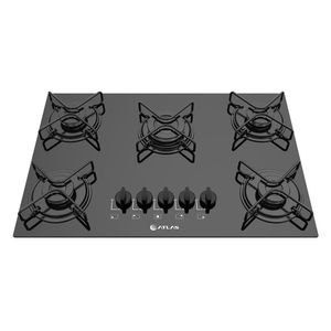 Cooktop A Gás Agile 5 Bocas Com Vidro Temperado Atlas Preto Bivolt