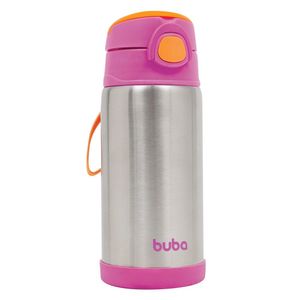 Copo Térmico Buba 11384 Parede Dupla Com Canudo 400ml Rosa