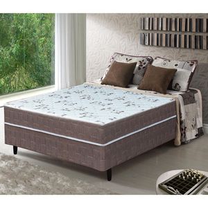 Cama Box Conjugada Casal Umaflex New Florença Com Molas Ensacadas 55X138X188Cm Marrom Com Bege