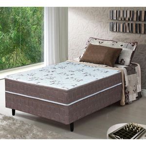 Cama Box Conjugada Solteiro Umaflex New Florença Com Molas Ensacadas 55X88X188Cm Marrom Com Bege