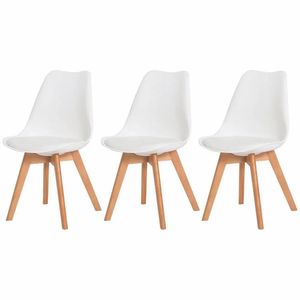 Kit 3 Cadeiras Estofadas c/Encosto p/Mesa De Jantar Branca