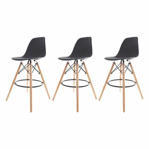 Kit 3 Banquetas Altas c/ encosto p/Cozinha Americana Preto