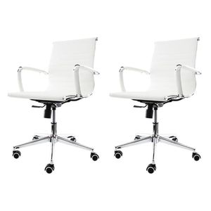 Kit 2 Cadeiras De Escritório Baixa Tela p/120Kg Branco