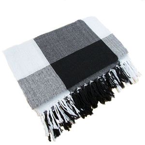 Manta Para Sofá Tipo Manta Capa De Sofá 2,40 X 1,80 Cor:Preto Com Branco Xadrez