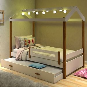Bicama Montessoriana Com Led Isa Branco E Mel