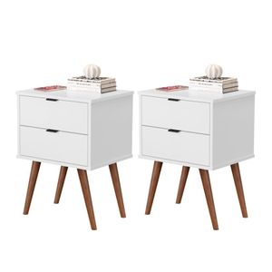 Conjunto Mesa De Cabeceira 2 Gavetas Geraldine Branco