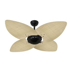 Ventilador De Teto Nero Office 4 Pás Palmae Natural 220V