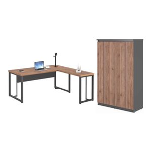 Mesa Em L E Armário Jony Noce Preto