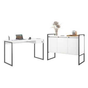 Conjunto Mesa E Buffet Garruer Branco