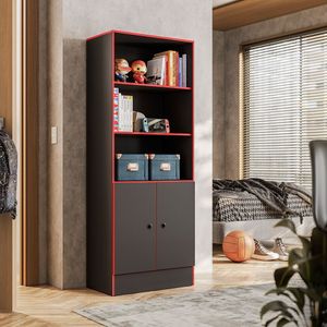 Armario Organizador Gorizia Preto Vermelho