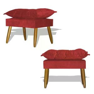 Kit 02 Puff Decorativo Opala - Vermelho Vermelho